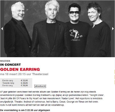Golden Earring show promotion March 18, 2013 Amersfoort - De Flint